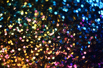Aufkleber - Holiday background from glitter paillettes, close up. Metallic Sequins background, sparkling sequined.