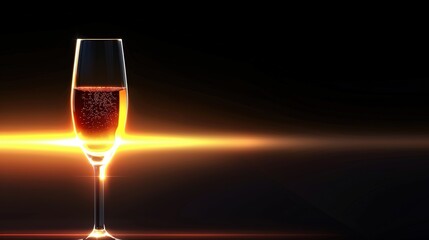 Wall Mural -   A detailed image of a wine glass holding liquid against a dark backdrop with a light reflecting off the rim