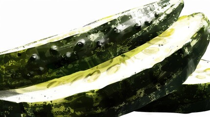 Wall Mural -   A few slices of cucumber stacked on top of each other on a white countertop