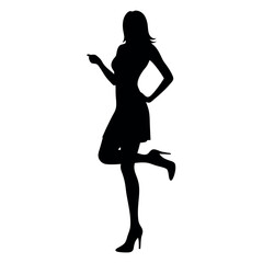 Wall Mural - a woman stand with wear high heel, and holding one high heel  isolated white background 