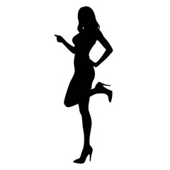 Wall Mural - a woman stand with wear high heel, and holding one high heel  isolated white background 