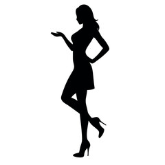 Wall Mural - a woman stand with wear high heel, and holding one high heel  isolated white background 