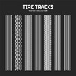 © 32 pixels - Tire tracks, wheel braking marks. Truck, car or motorcycle tread pattern silhouettes. Auto race, motorsport, speed racing design element. Vector illustration