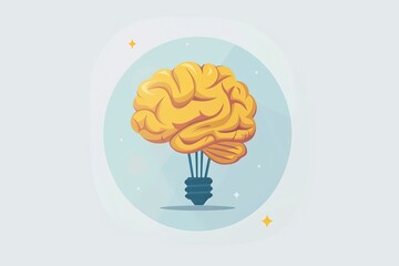 Sticker - Simplistic brain lightbulb icon emphasizing minimalistic design and clear thinking.