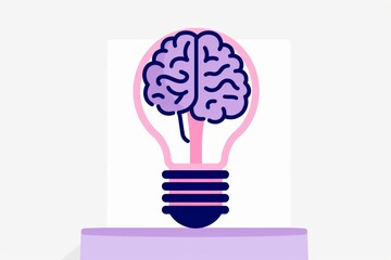 Poster - Lightbulb with vibrant brain illustration symbolizing a spectrum of thoughts and colorful creativity.