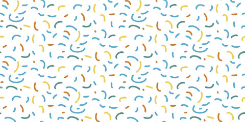 Fototapete - White background and multi-colored curved lines creating a textured canvas. Seamless pattern with colored minimalistic lines.
