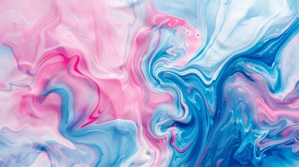 Sticker - A close-up shot of a vibrant abstract swirling marble texture featuring pink and blue colors. This image evokes concepts of fluidity, creativity, energy, and movement.