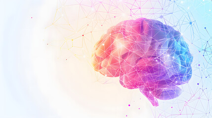 Human brain with network connections, isolated and colored