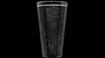 Canvas Print -   A monochromatic image of a tall glass brimming with liquid and topped with sprinkles against a dark backdrop