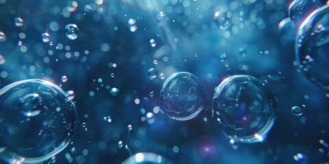 Poster - Underwater scuba diving image with bubbles rising to the surface.