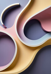 Wall Mural - modern pastel colours template with 3d waves