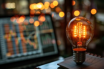 Sticker - Lightbulb with Brain Texture on a Rustic Wood Surface Blending Traditional and Modern Elements.