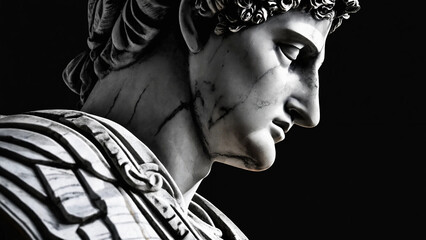 Photo of roman statue, 16:9, 300 dpi, with space for text