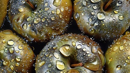 Wall Mural -   Apples with raindrops in the center