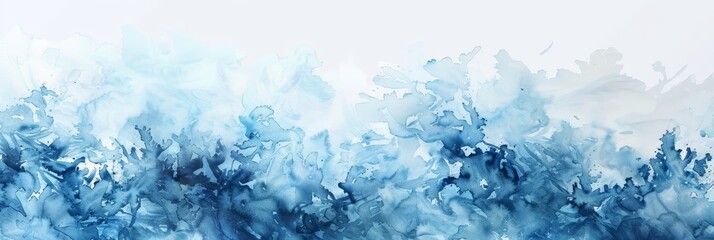 Wall Mural - This abstract watercolor background features a blend of blue and white hues, symbolizing serenity, tranquility, fluidity, and calmness, creating a sense of peaceful and ethereal beauty.