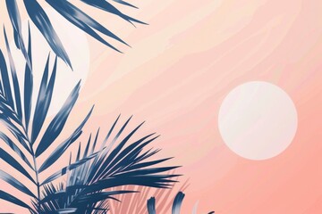 Sticker - A picturesque scene of palm trees standing tall as the sun sets behind them, with a warm glow and long shadows