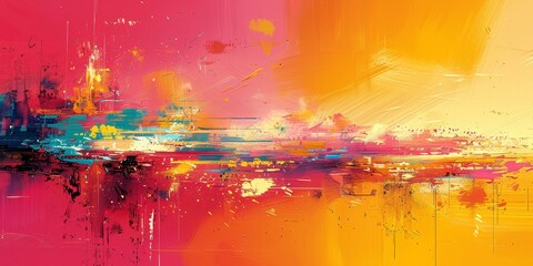 Aufkleber - A vibrant abstract painting with colorful brushstrokes and dynamic textures, showcasing contemporary art and creative expression on canvas, Generative Ai