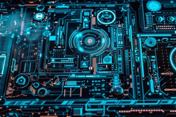 Poster - High-tech digital circuit design showcasing advanced technology and futuristic innovation in electronics, Generative Ai