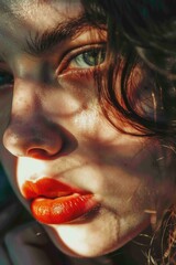 Poster - A close-up shot of a woman with vibrant red lips