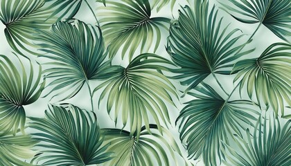 Wall Mural - stylized tropical palm leaves wallpaper jungle palm leaf seamless pattern