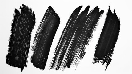 Fototapete - The image features bold black brushstrokes on a white background, creating a striking pattern that emphasizes contrast and dynamic movement.