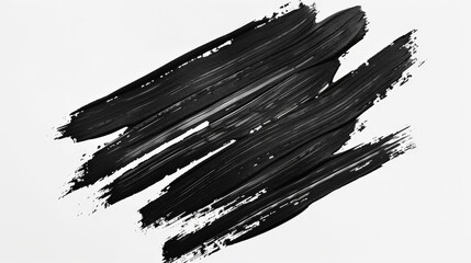 Aufkleber - The image features a black brush movement spreading diagonally on a white base, showcasing a dynamic flow and energetic strokes with powerful contrasts.
