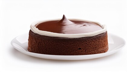 Sticker - chocolate cake with cream on white background