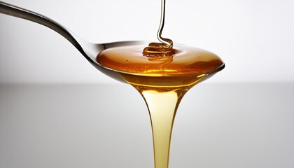 Canvas Print - honey pouring from spoon against a light background