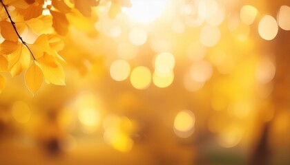 Wall Mural - blurred yellow autumn background bright bokeh lights golden warm seasonal vibes peaceful outdoor atmosphere autumn season bokeh background