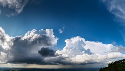 Wall Mural - panorama of blue sky with dark clouds