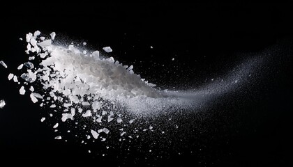 Wall Mural - fine crystal salt explosion on black background