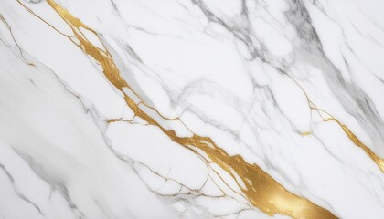 Sticker - carrara statuario white marble with golden luxury effect white marble texture background generative ai