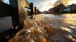 © rookielion - Riverbank overflow leading to widespread flooding, natural disaster