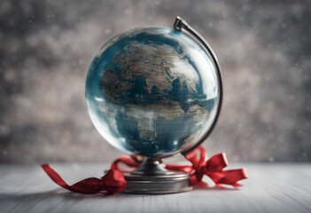 Globe Christmas ball ornament isolated on transparent background