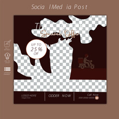 Square banner template for mobile social media posts and online drink time promotion