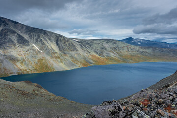 Wall Mural - Wild lake of the Bessvatnet Lake from the Besseggen Ridge, Norway