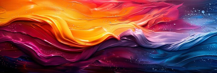 Aufkleber - Abstract vibrant color waves in a dynamic composition, showcasing fluid movement and bold hues in contemporary art, Generative AI