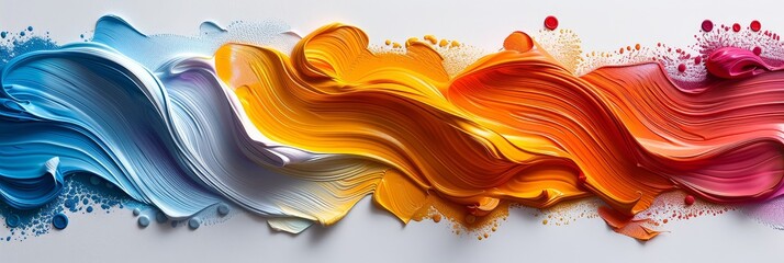 Aufkleber - Dynamic abstract artwork with colorful waves against a dark background, highlighting vibrant hues and fluid motion in a modern visual style, Generative AI