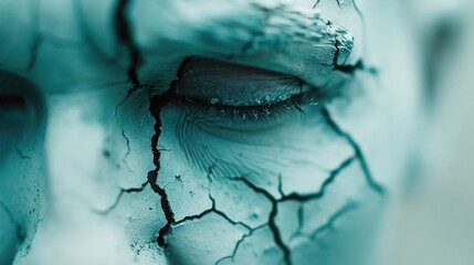   A zoomed-in photo showing a person's face with two cracks - one across their eyes and another on the side