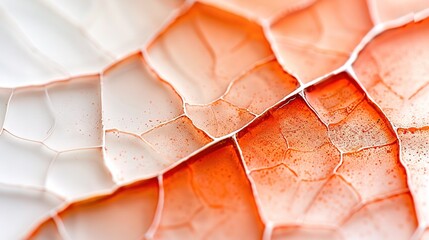 Wall Mural -   Close-up of a white and orange plate with numerous brown and white spots on its surface