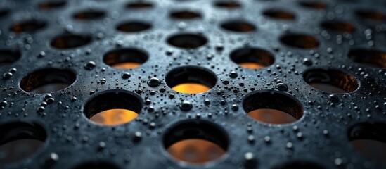 Poster - Water Drops on a Metal Grating