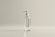 © ChaoticMind - A clear liquid soap dispenser with a transparent pump bottle stands on a white background, highlighting its simplicity and functionality, ideal for modern bathroom use.