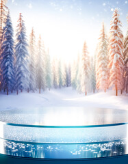 Canvas Print - Winter wonderland with a glass platform