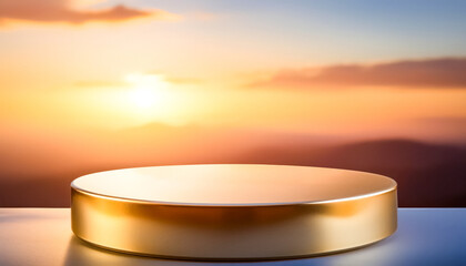 Wall Mural - Golden podium on a sunrise background