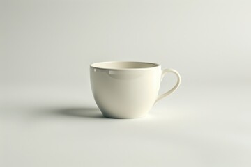 Poster - An ivory ceramic cup shown in a side view, completely empty against a neutral backdrop, highlighting its elegant, smooth design and inviting potential for various beverages.