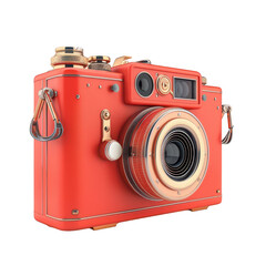 Vintage Red Camera with Gold Accents