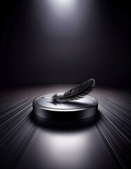 Wall Mural - Black Feather on a Round Platform