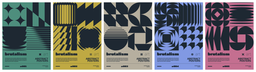 Leinwandbilder - Brutalism art colorful trendy poster, abstract geometric composition graphic in Y2K aesthetics, vector simple shapes rave print artwork modernism and minimalistic brutal style A4 format