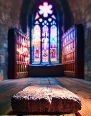 Canvas Print - Stone block in a church