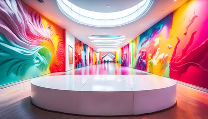 Poster - Colorful Abstract Art Installation in Modern Gallery